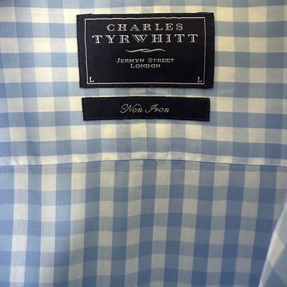 Charles Tyrwhitt Men’s Dress Shirt, Blue and White Check